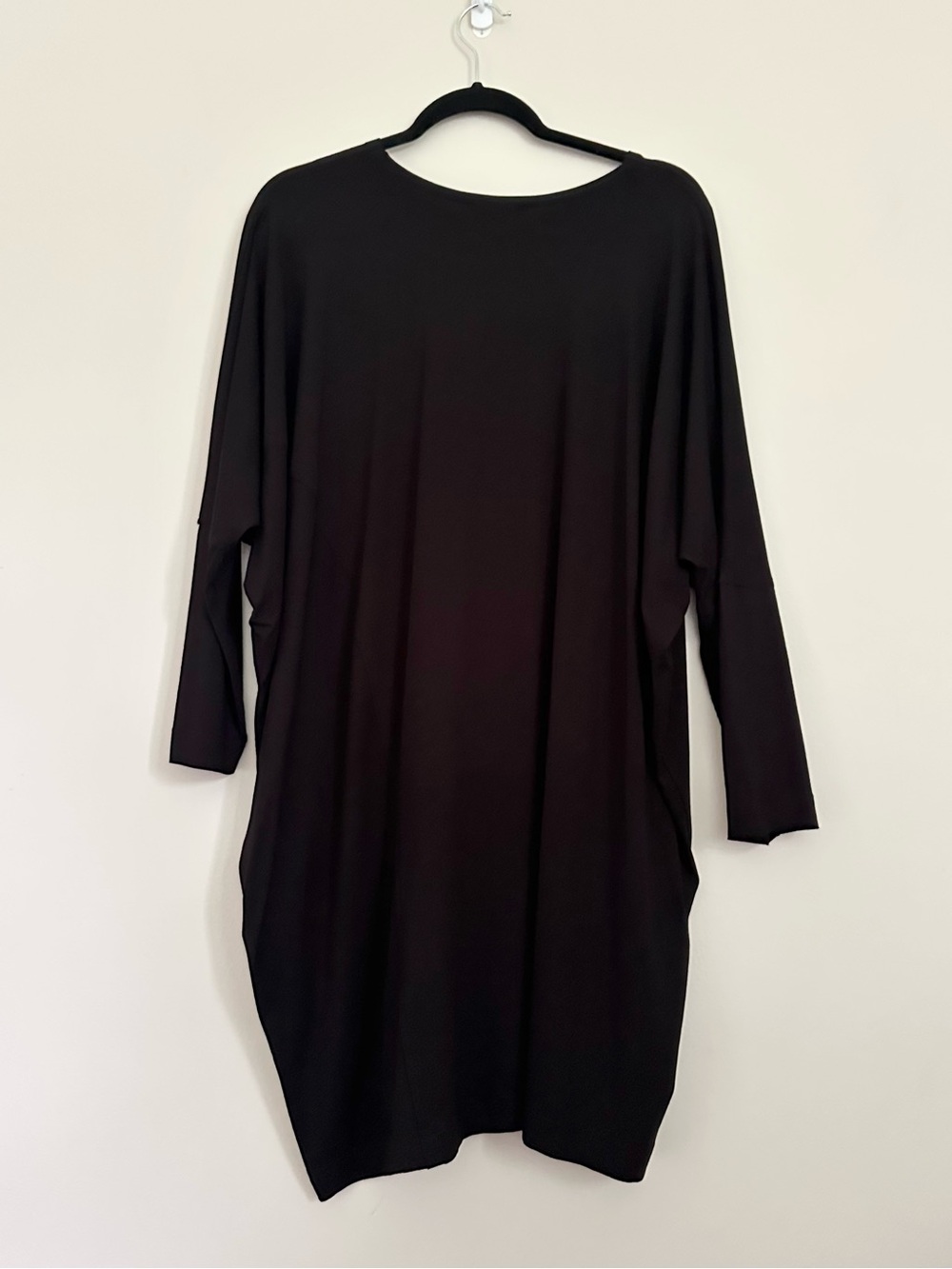 OSKA Black Avant Garde Tunic Dress Oversized Lagenlook Stretch Minimalist Size 2